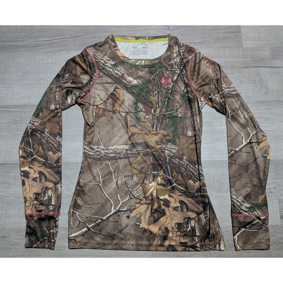 Under Armour Shirt Women Sz S Camo Heat Gear Scent Control Long Sleeve Realtree - Picture 1 of 7